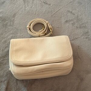 Elegant Cream Leather Crossbody Bag